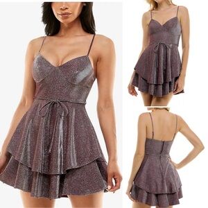 Mauve Sparkle Formal Mini Dress